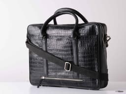 crocodile-finish leather Office Bag